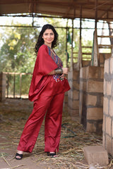 Ensemble caftan en soie pour femme