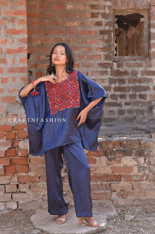 Bohemian silk Kaftan Co-ord Set