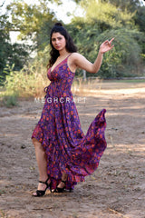 High Low Silk Smocked Maxi Dress