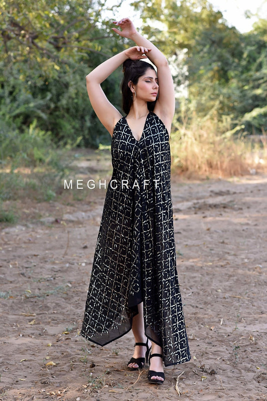 Black Boho Sequin Maxi Dress