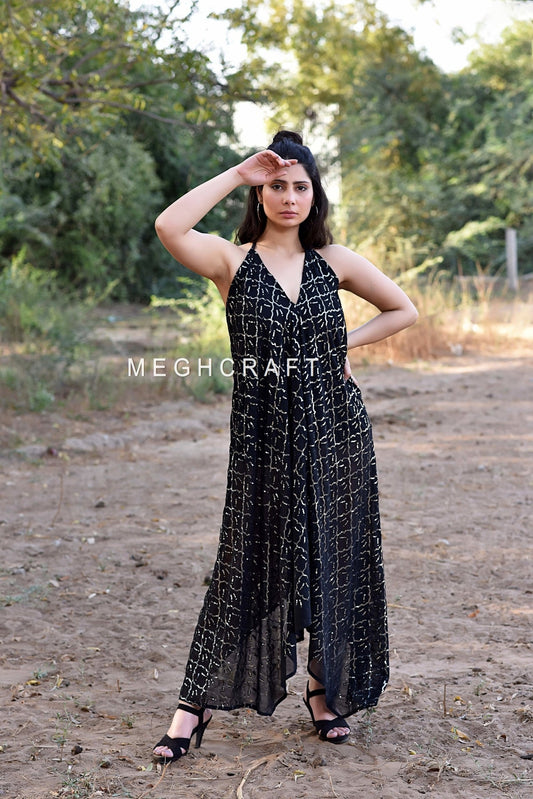 Vestido largo de lentejuelas boho negro