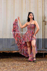 Designer High Low Silk Halter Dress