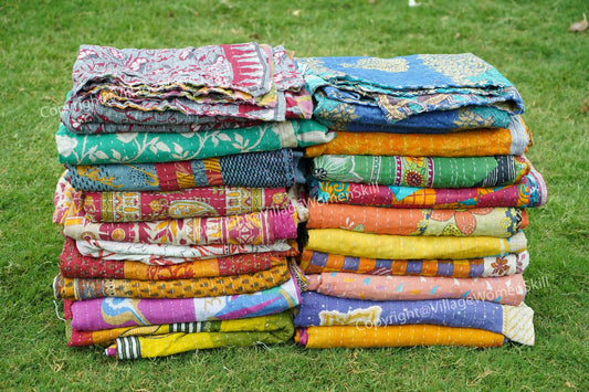 Lot en gros de jet de courtepointe Kantha