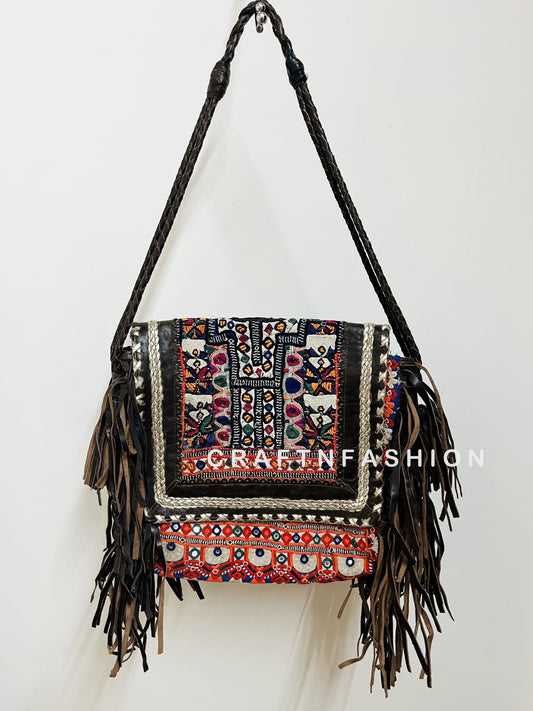 Sac à main à franges en faux cuir Boho