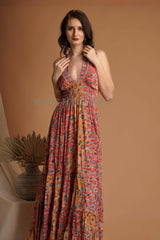 Silk Smocked Maxi Dress