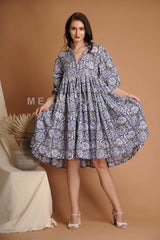 Cotton Balloon Sleeve Dress