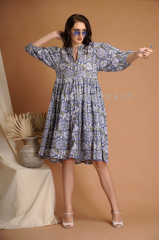 Cotton Balloon Sleeve Dress