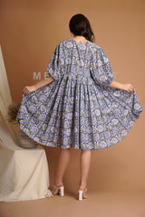 Cotton Balloon Sleeve Dress