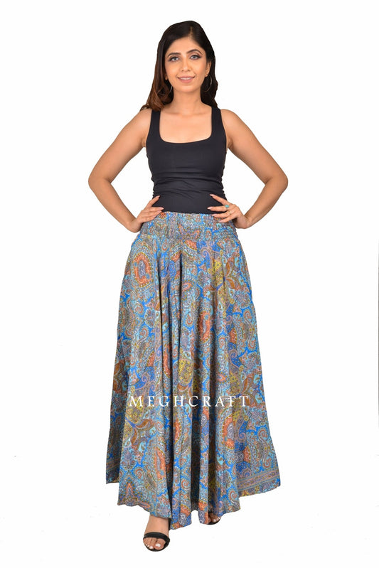 Blue Vector Print Palazzo Pant