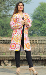 Boho Kantha Embroidered Long Jacket