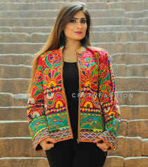 Chaqueta bohemia con bordado Kutch