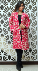 Ikat Print Kantha Long Jacket