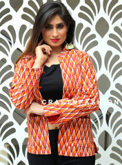 Orange Reversible Kantha Jacket