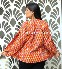 Orange Reversible Kantha Jacket