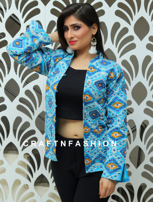 Blue Bohemian Kantha Jacket