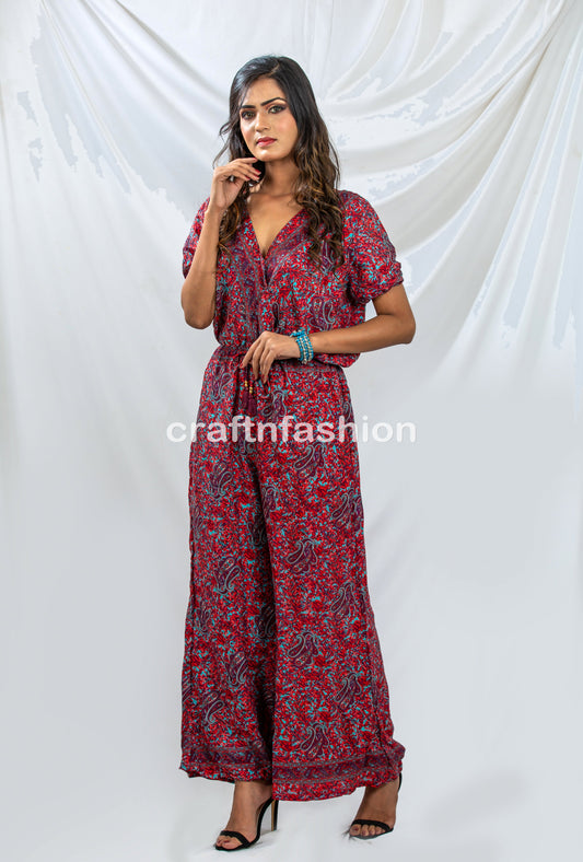 Women Silk  Overall Romper