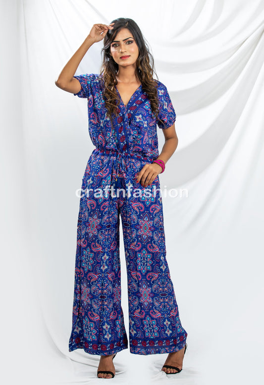 Combinaison pantalon en soie mode Boho