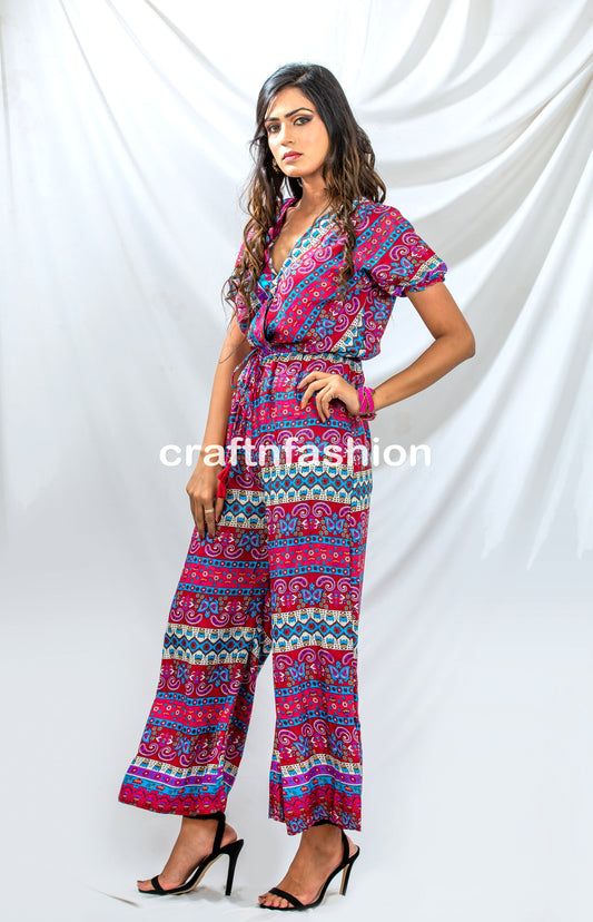 Bohemian Silk Wide Leg Jumpsuit