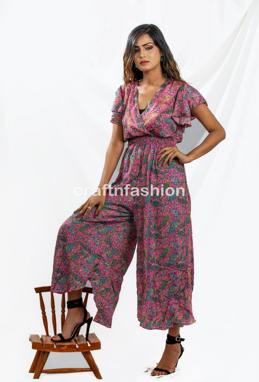 Paisley Baggy Pant Romper Jumpsuit