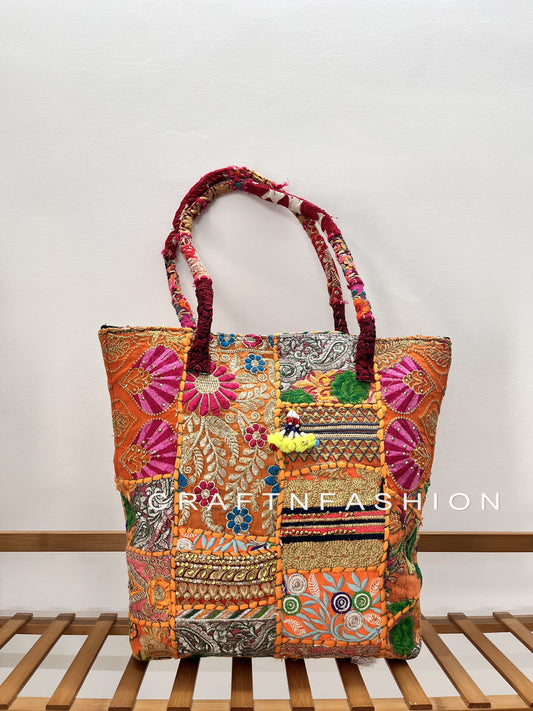 Bolso de mano de patchwork hecho a mano