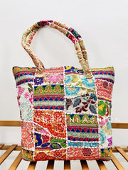 Bolso de hombro tribal con patchwork