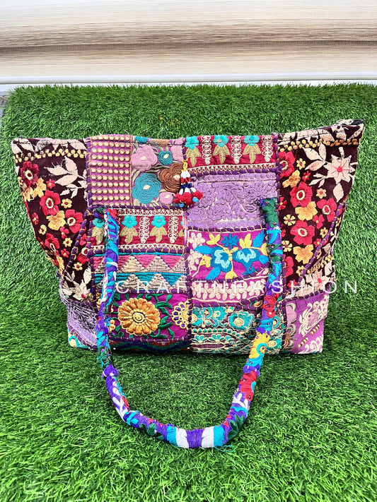 Boho Hippie Patchwork Tote Bag