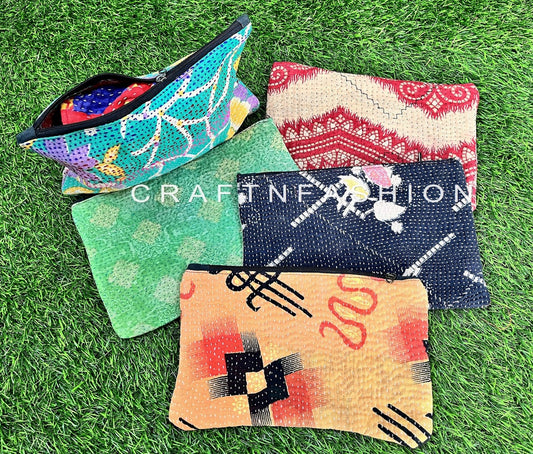 Wholesale Kantha Zipper Pouch