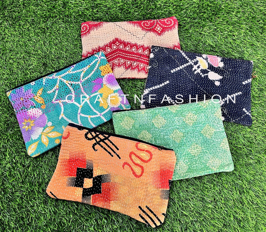 Wholesale Kantha Zipper Pouch