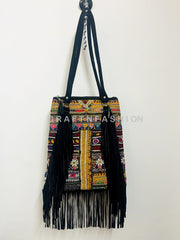 Bolso antiguo boho con flecos