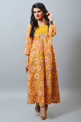 Floral Printed Cotton Long Kurti