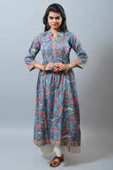 Blue  Hand Block Printed KurtI