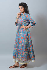 Blue  Hand Block Printed KurtI