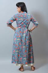 Blue  Hand Block Printed KurtI