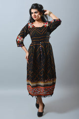 Black Vintage Woolen Dress