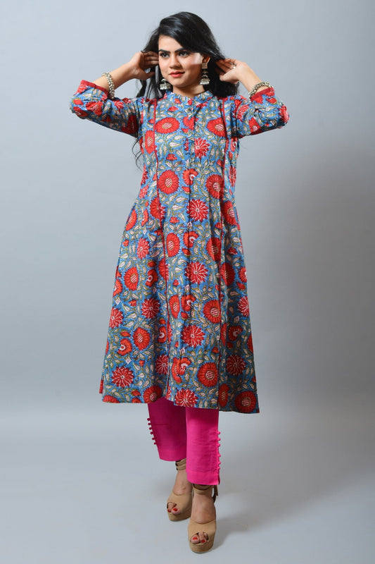 Floral Print Cotton Kurti