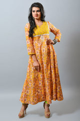 Floral Printed Cotton Long Kurti