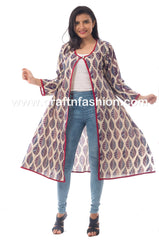 Designer Cotton Ajrakh Long Shrug