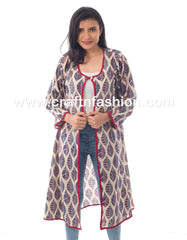 Designer Cotton Ajrakh Long Shrug