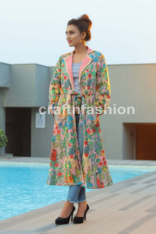 Veste longue Kantha de style japonais