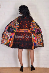 Veste kimono en laine miroir Kutch